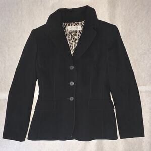 Tahari Arthur S. Levine Women's Blazer Size 6P Black Leopard Lining